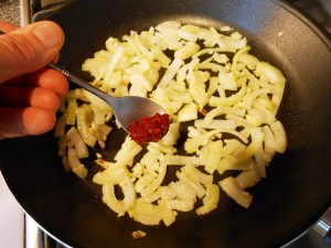 Fry Onions and Garlic kipkitchen.com #shrimps #StirFry #HotSauce #recipe #dinner