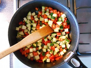 Vegetarian Cake-Fry the vegetables kipkitchen.com #vegetarian #cake #healthy