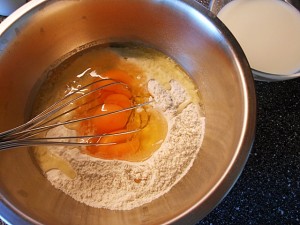 Vegetarian Cake-Mix flour, baking powder, salt, pepper and eggs kipkitchen.com #vegetarian #cake #healthy